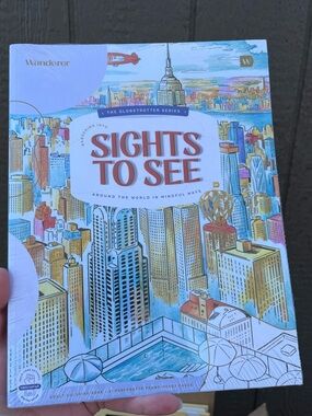 NEW Wanderer Sights to See adult Coloring Book globetrotter frame ready pages